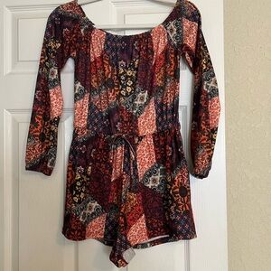 Topshop Fall Patchwork Romper